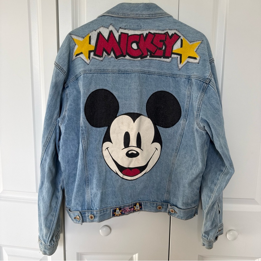 Jou Jou Vintage Mickey Mouse Denim Jacket Disney Retro Sporty Y2K Oversized M